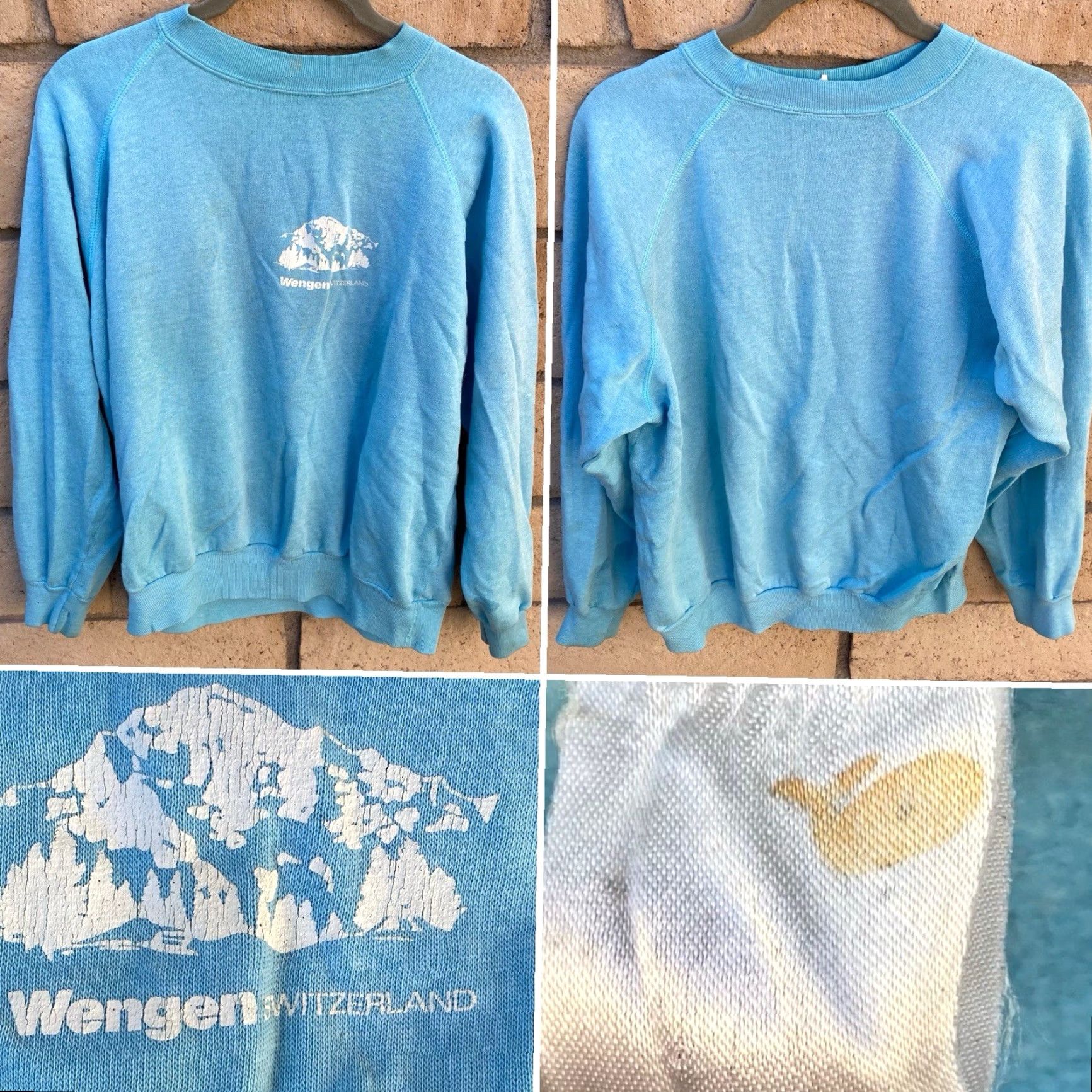 Vintage VINTAGE Wengen Switzerland Raglan Sweatshirt Sweater Jumper Size L Blue Graphic Print Men Pullover Sweatshirt 80s 70s Vintage Size US L / EU 52-54 / 3 - 2 Thumbnail