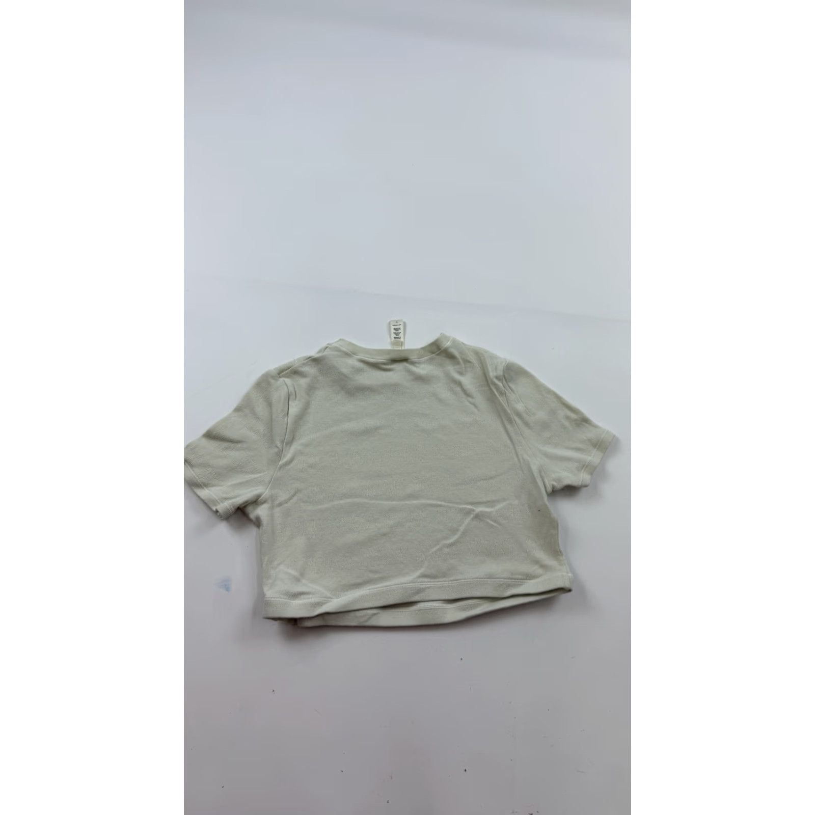 SKIMS Skims Shirt Womens L Cream Cropped Short Sleeve Crewneck Textured Stretch Size L / US 10 / IT 46 - 5 Thumbnail