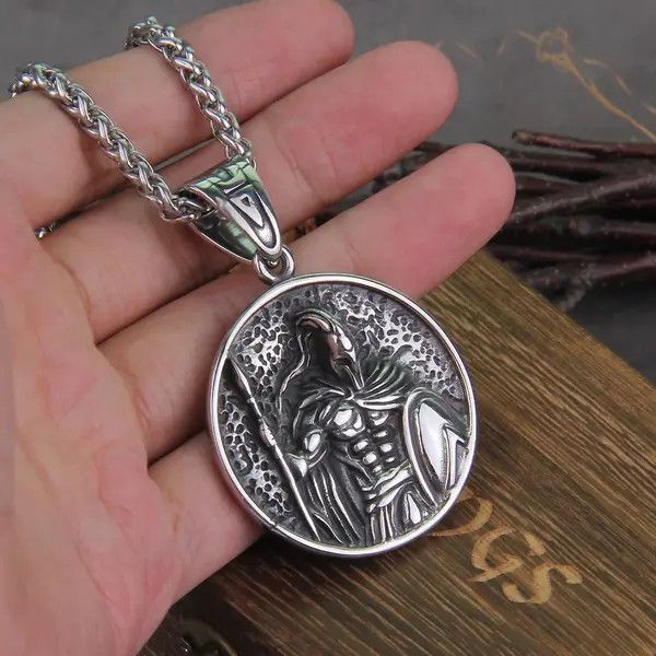 Jewelry Silver Color Warrior Spartan Shield Pendant Necklace Size ONE SIZE - 3 Thumbnail