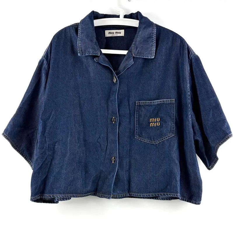 Miu Miu Miu Miu Blue Cotton Shirt for Women 0089 Size ONE SIZE - 1 Thumbnail