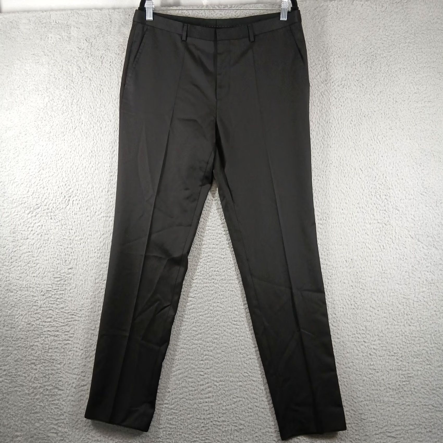 Hugo Boss HUGO BOSS Red Label Dress Pants Flat Front Slim Fit 34R Black Dress Pants Mens Slim Fit Black 34R Size US 34 / EU 50 - 2 Thumbnail