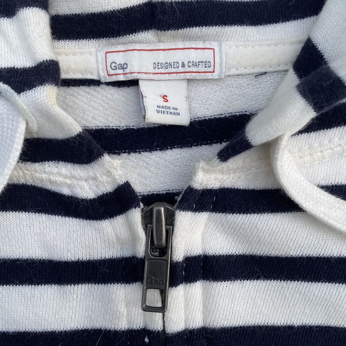 Gap × Vintage 🔥Vintage Gap zip up big logo Hoodie black &white stripes M Size M / US 6-8 / IT 42-44 - 4 Thumbnail