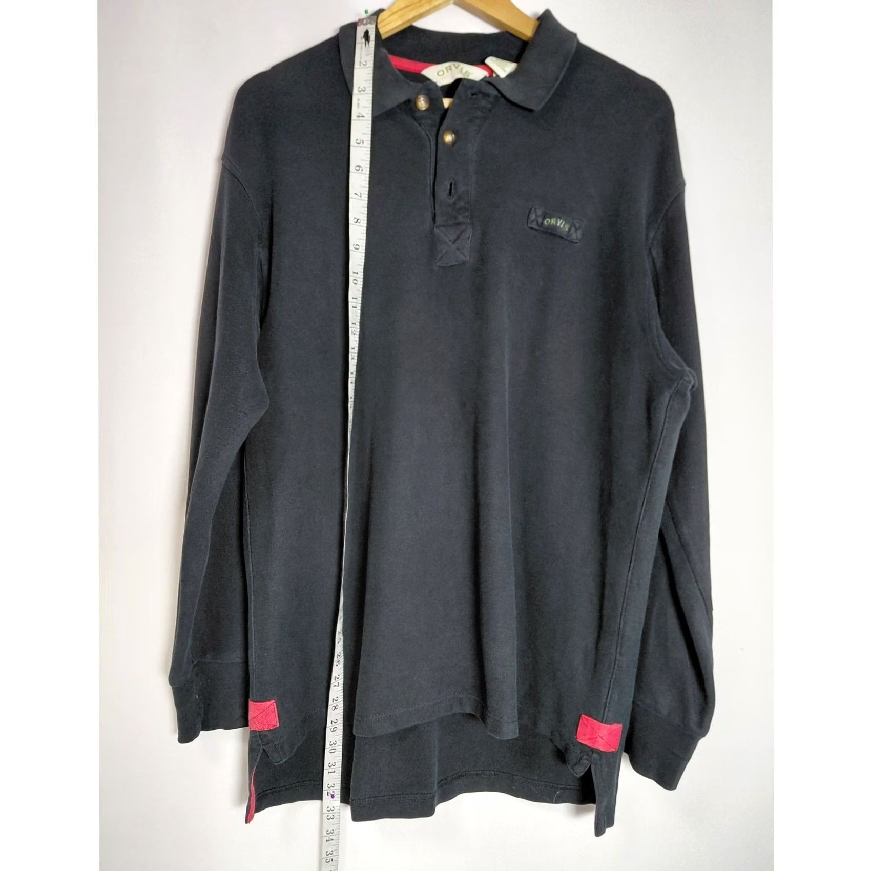 Orvis Orvis Polo Shirt Long Sleeve 100% Cotton Knit Black Solid M Mens Size US M / EU 48-50 / 2 - 6 Thumbnail