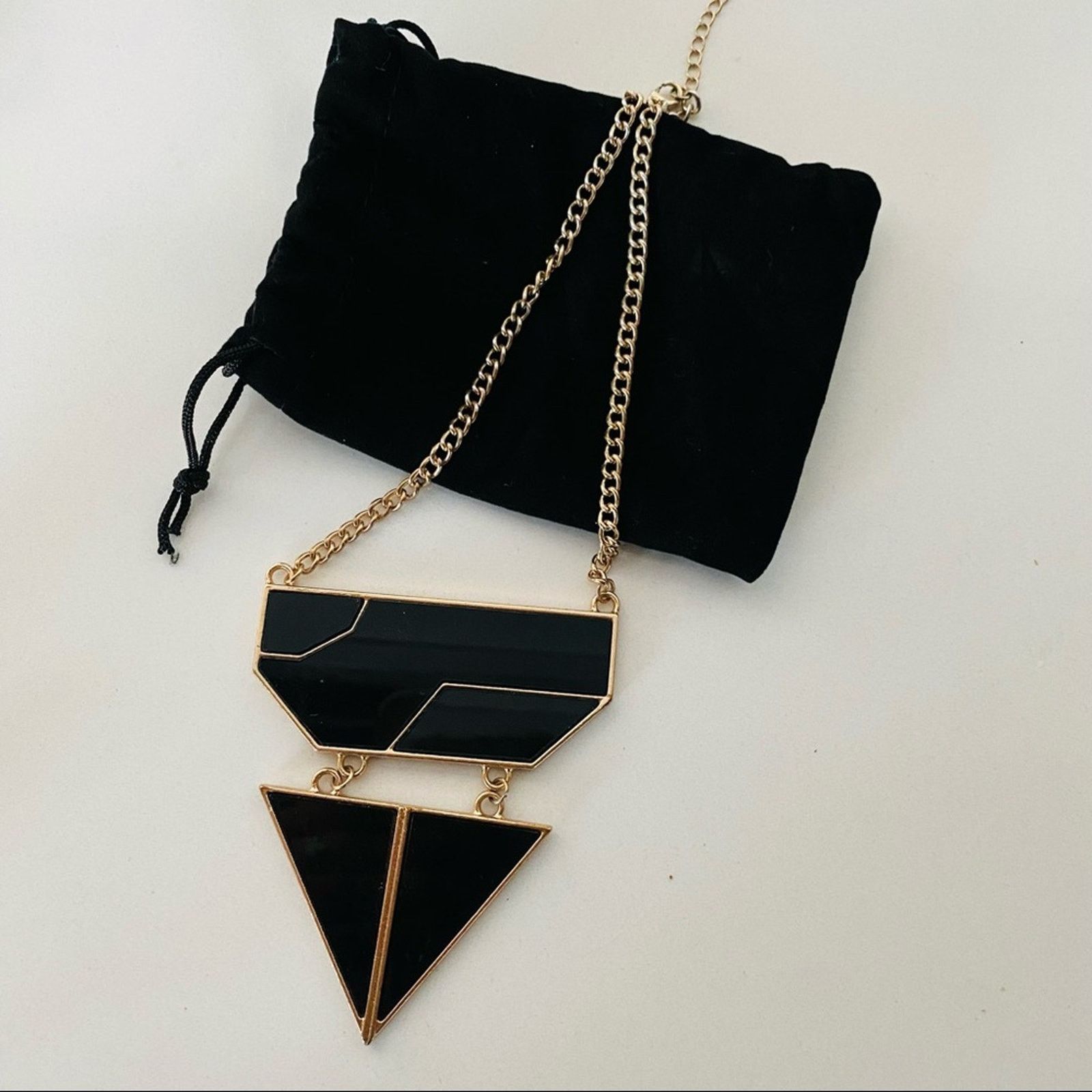 Nordstrom NORDSTROM Black Gold Geometric Triangle Pendant Necklace Size ONE SIZE - 6 Thumbnail
