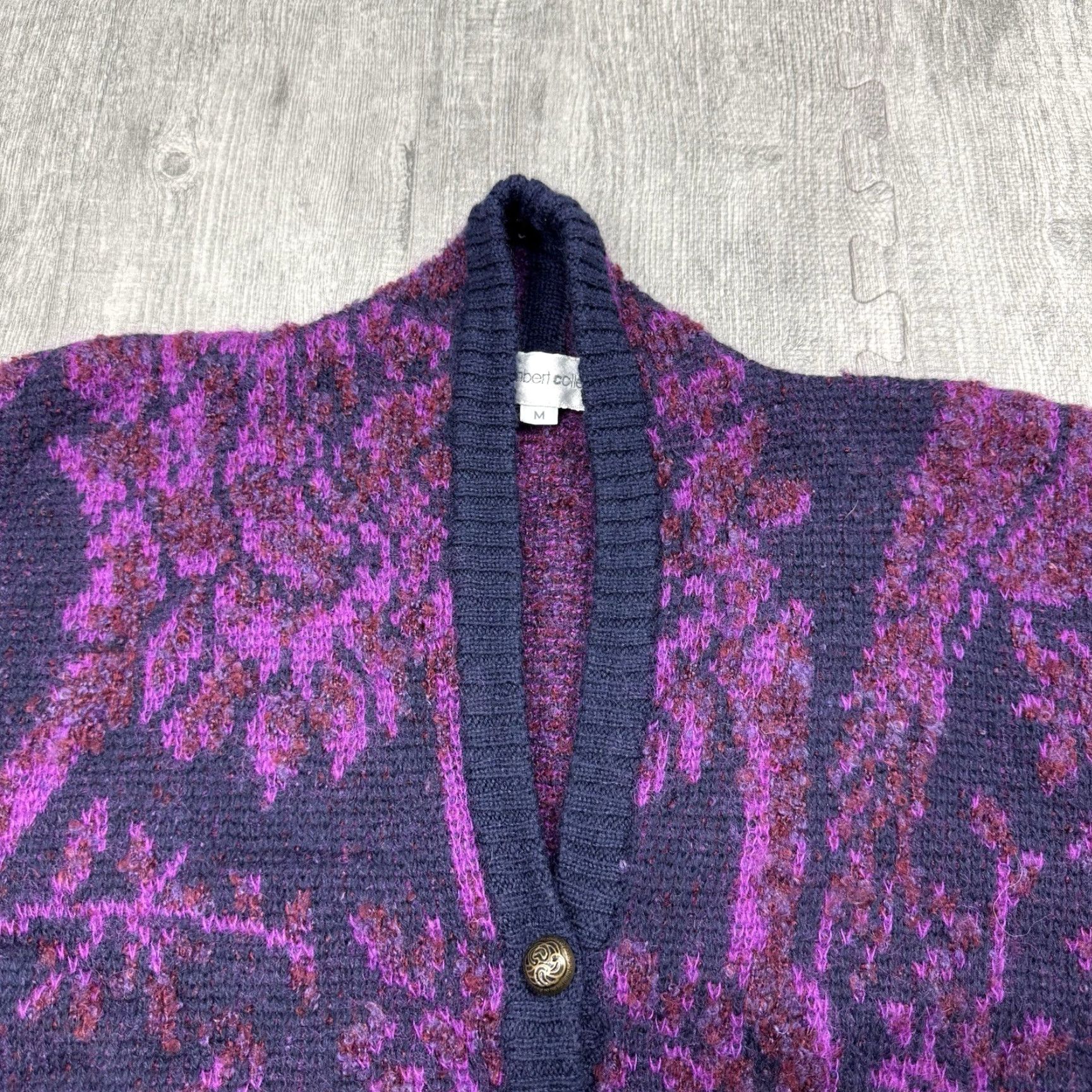 Vintage VINTAGE Tony Lambert Mohair Blend Sweater Vest Front Button Floral Purple M Women’s, 1980s Boho Decor, Casual Knit Vest Size M / US 6-8 / IT 42-44 - 2 Thumbnail