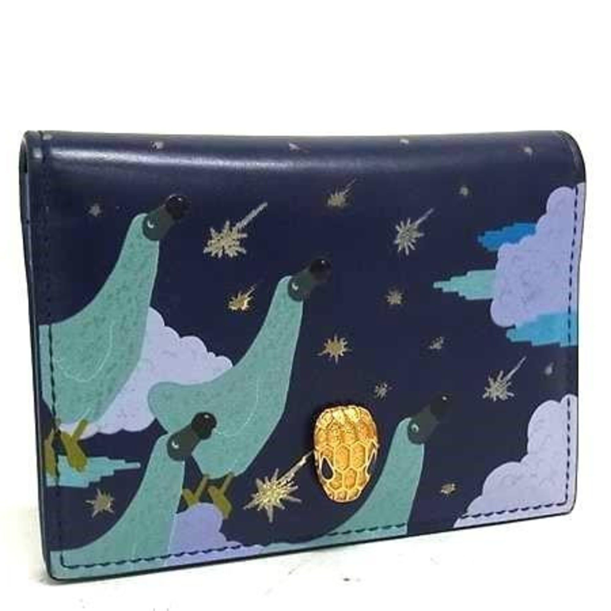 Bvlgari BVLGARI Bulgari Business Card Holder/Card Case Serpenti Blue Leather Women's Size ONE SIZE - 1 Thumbnail