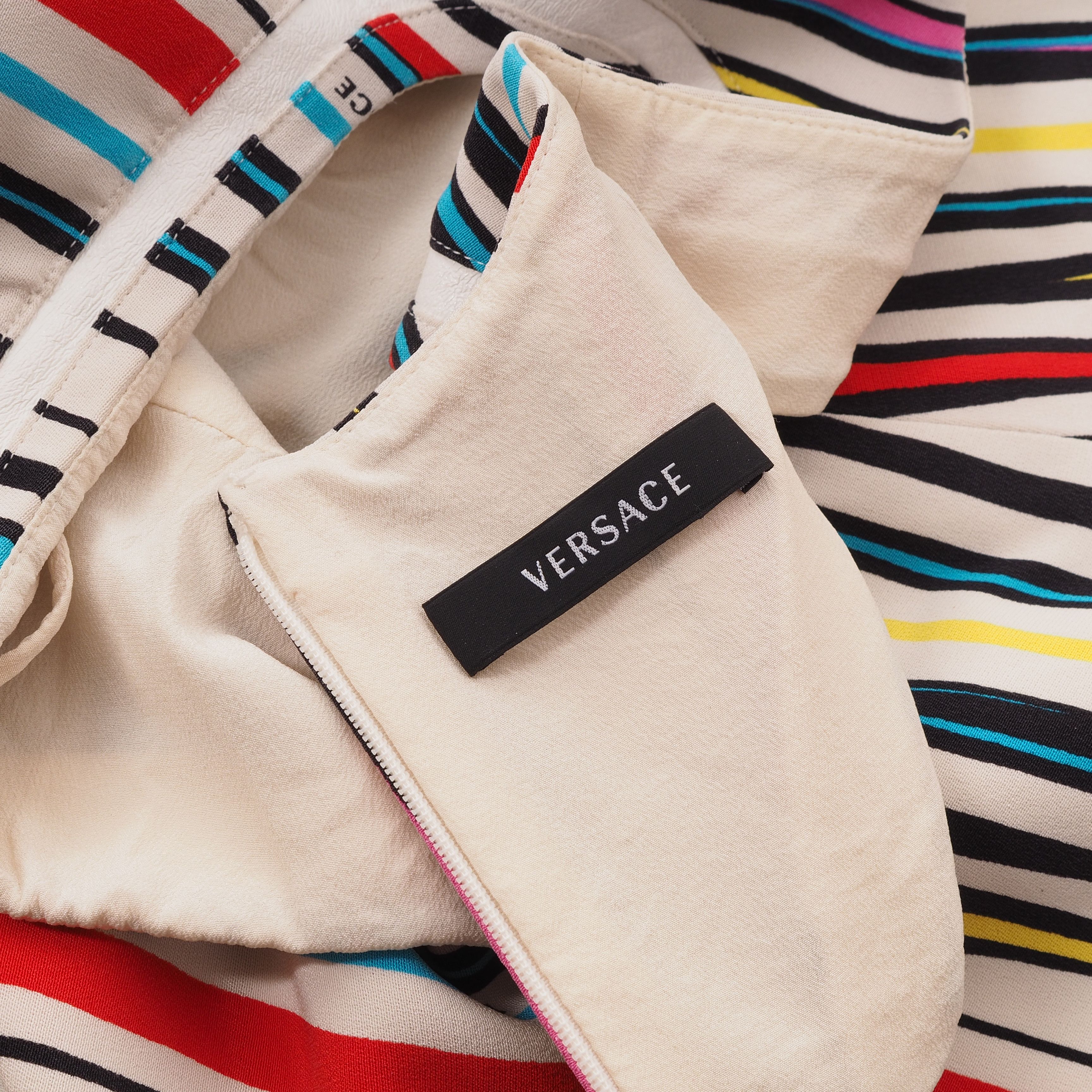 Versace Gianni Versace Silk Multicolor Striped Mini Dress Size M / US 6-8 / IT 42-44 - 10 Thumbnail