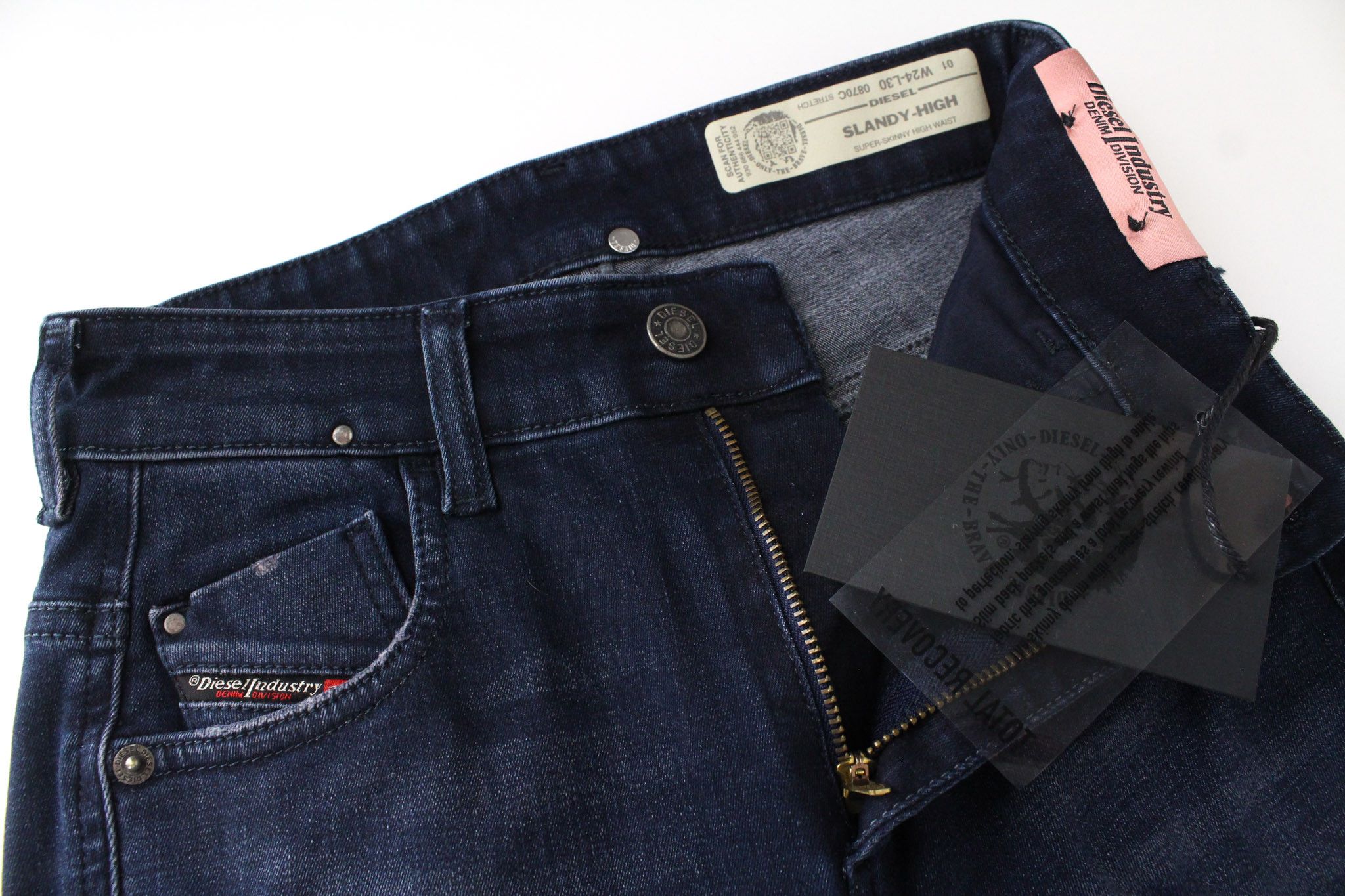 Diesel SLANDY-HIGH 0870C W24/L30 Blue Distress Jeans 70288 Size 24" / US 00 / IT 34 - 4 Thumbnail