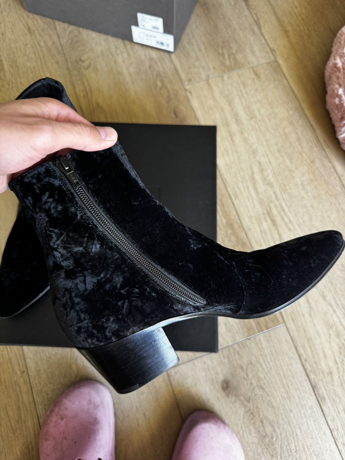 Saint Laurent Paris Vasssili 60 Velour Boots Size US 7 / EU 40 - 7 Thumbnail