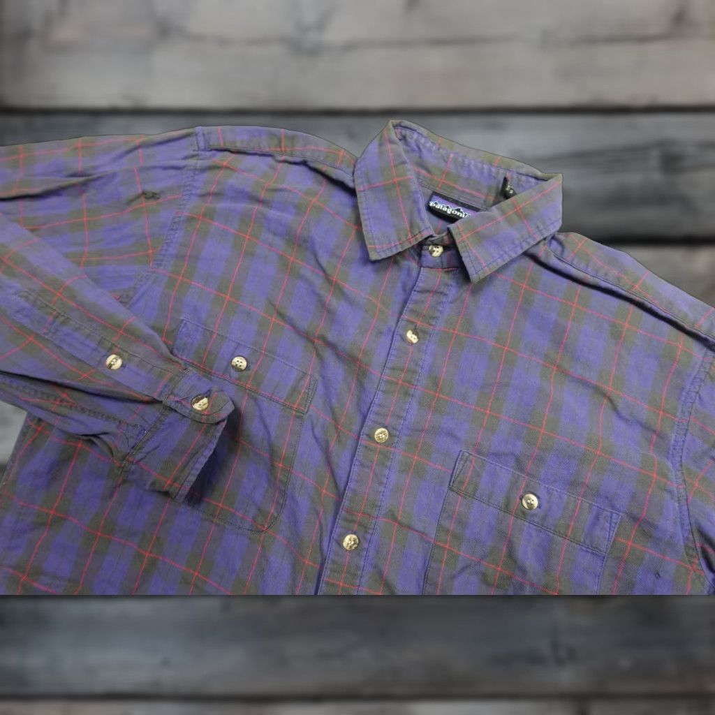Patagonia Vintage Patagonia Button Front Shirt Mens M Purple Plaid Hiking Outdoors Size US M / EU 48-50 / 2 - 1 Thumbnail