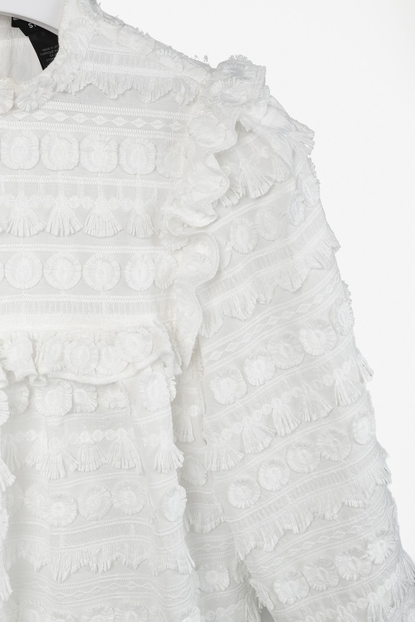 SMYTHE Smythe Ivory 3D-Embroidered A-Line Blouse Size S / US 4 / IT 40 - 4 Thumbnail