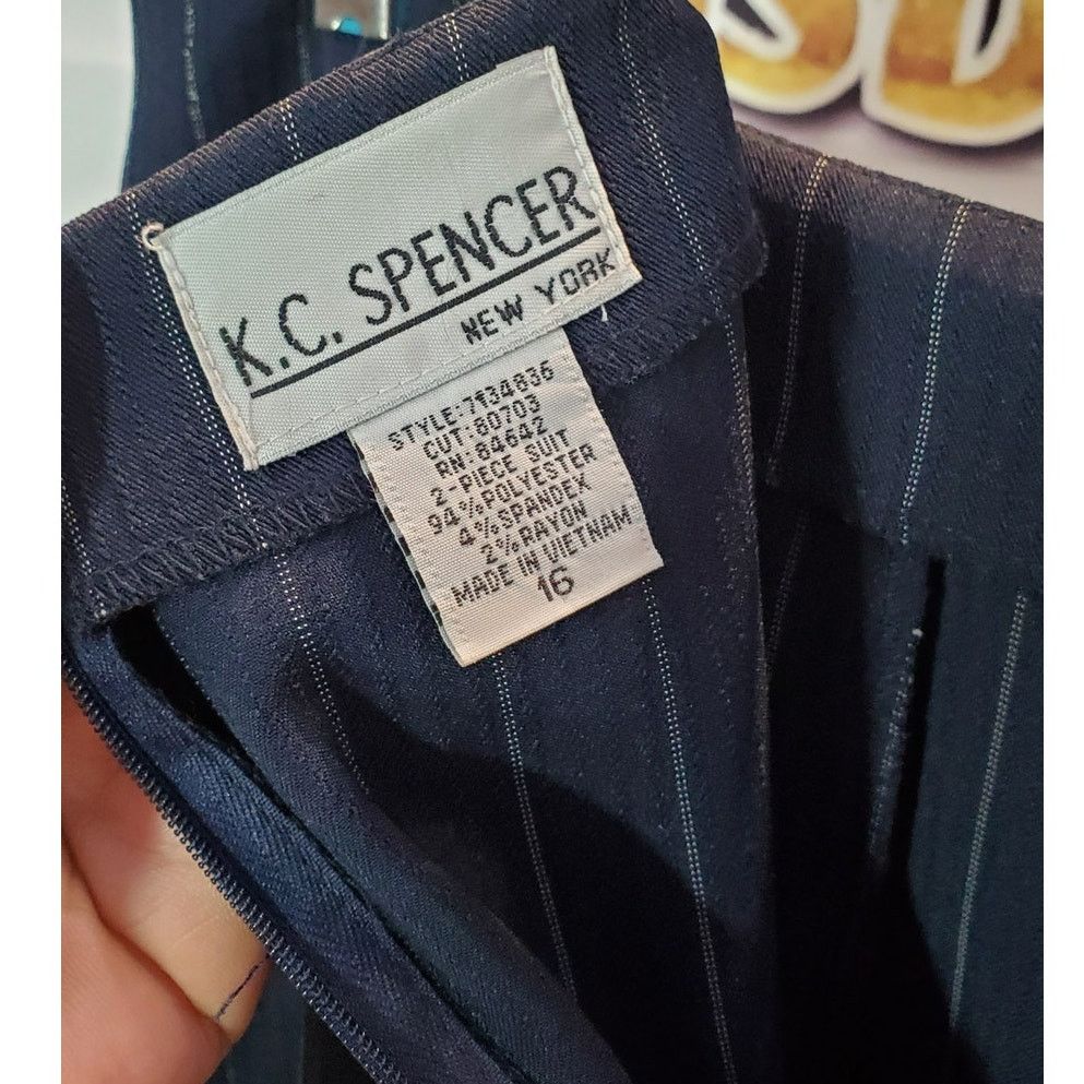 Other K.C. Spencer Blue Pinstripe Pencil Skirt Size 16 Size 38" / US 16 / IT 52 - 4 Thumbnail
