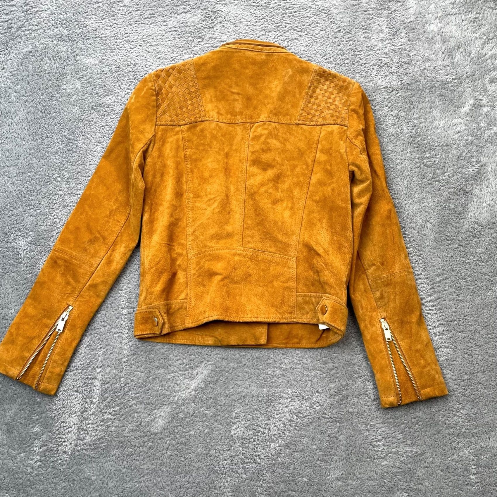 Mango Mango Yellow Biker Jacket Womens XS Leather Asymmetrical Zip Size XS / US 0-2 / IT 36-38 - 6 Thumbnail