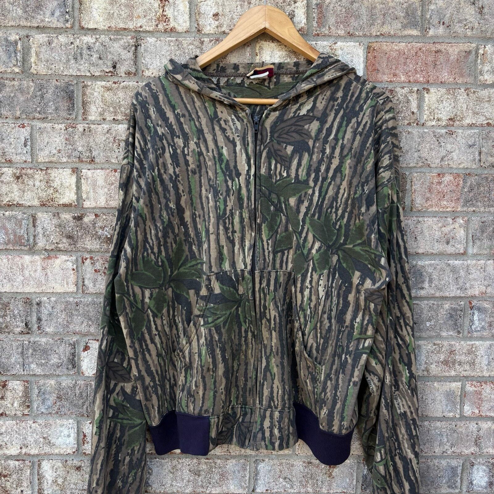 Jerzees Vintage 80s realtree bark hoodie full zip Size US L / EU 52-54 / 3 - 1 Thumbnail