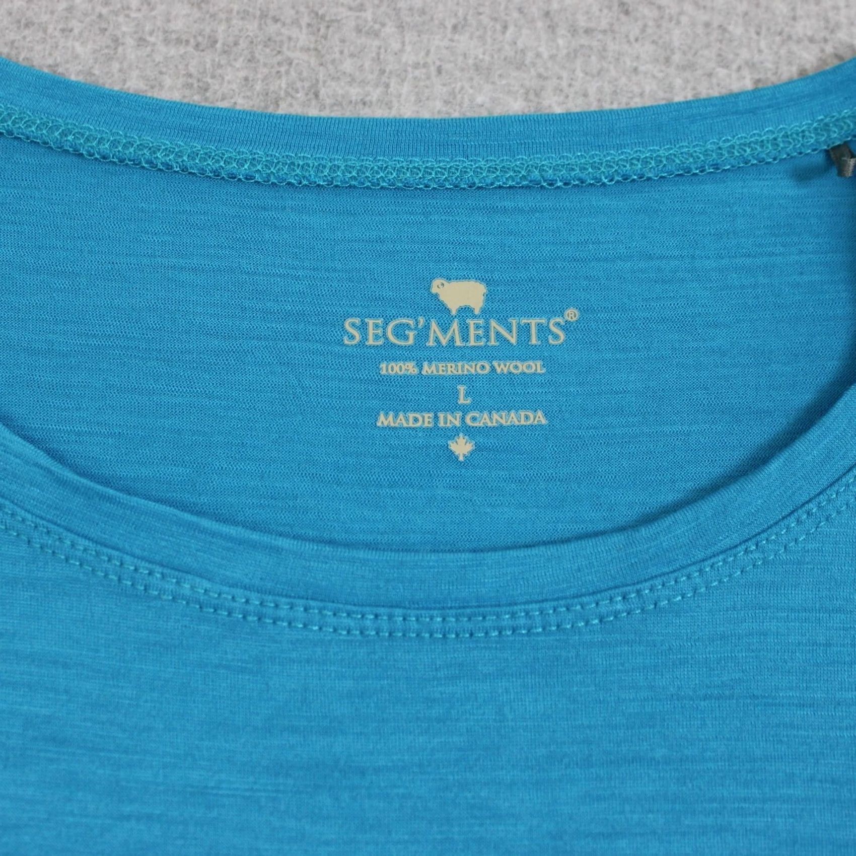 Layer 8 SEG'MENTS Shirt Womens Large Blue Long Sleeve Base Layer Lightweight Merino Wool Size L / US 10 / IT 46 - 3 Thumbnail