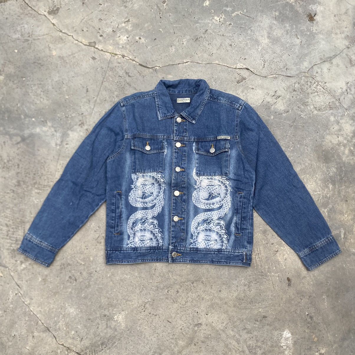 If Six Was Nine Y2K Pizza Toast Dragon Print Denim Jacket Size US M / EU 48-50 / 2 - 1 Thumbnail