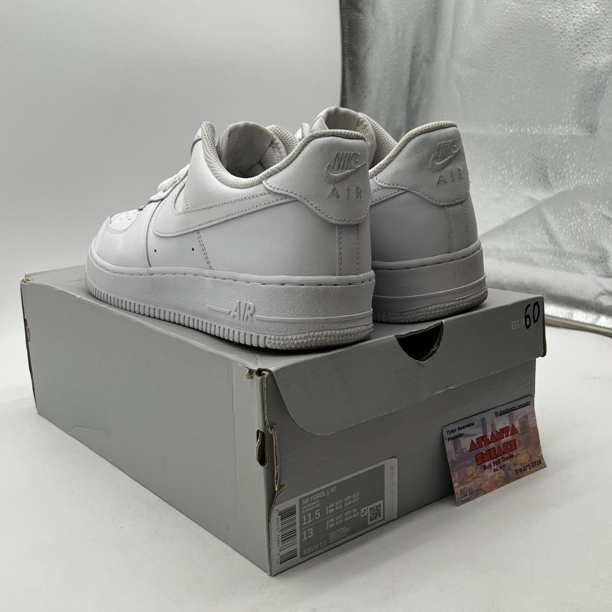 Nike Air Force 1 07 white Size US 11.5 / EU 44-45 - 4 Thumbnail