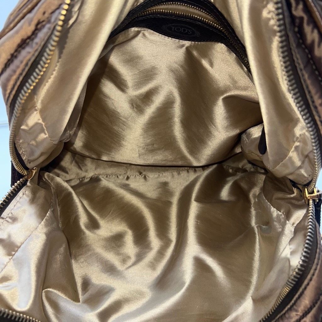 Tod's Tod’s Luna Large Handbag in Nylon and Leather Bronze with Green bottom Size ONE SIZE - 9 Thumbnail