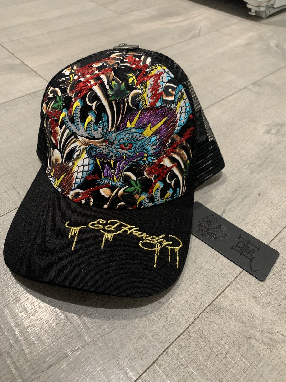 Ed Hardy *RARE* New Ed Hardy Rhinestone Embroidered Trucker Hat Cap Size ONE SIZE - 1 Thumbnail