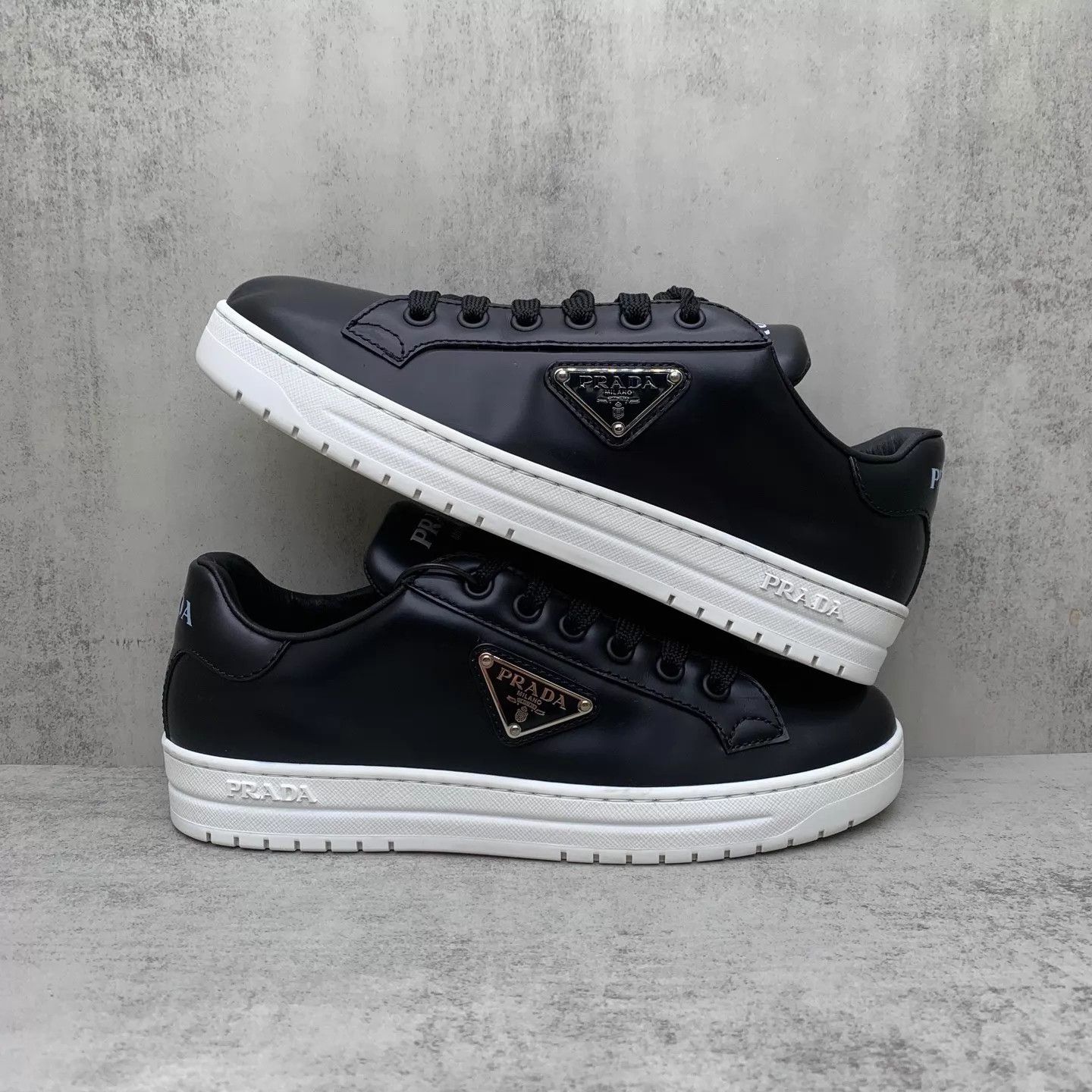 Prada Prada Black Tri Logo Sneaker Women's 36.5 95 New Size US 5.5 / IT 35.5 - 2 Thumbnail