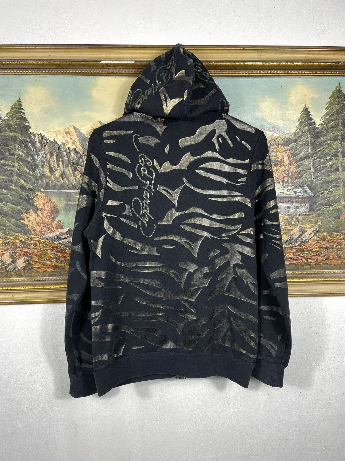 Christian Audigier × Ed Hardy × Vintage Ed Hardy Retro 00s Hoodie With Crystals Affliction Grunge Size XS / US 0-2 / IT 36-38 - 4 Thumbnail