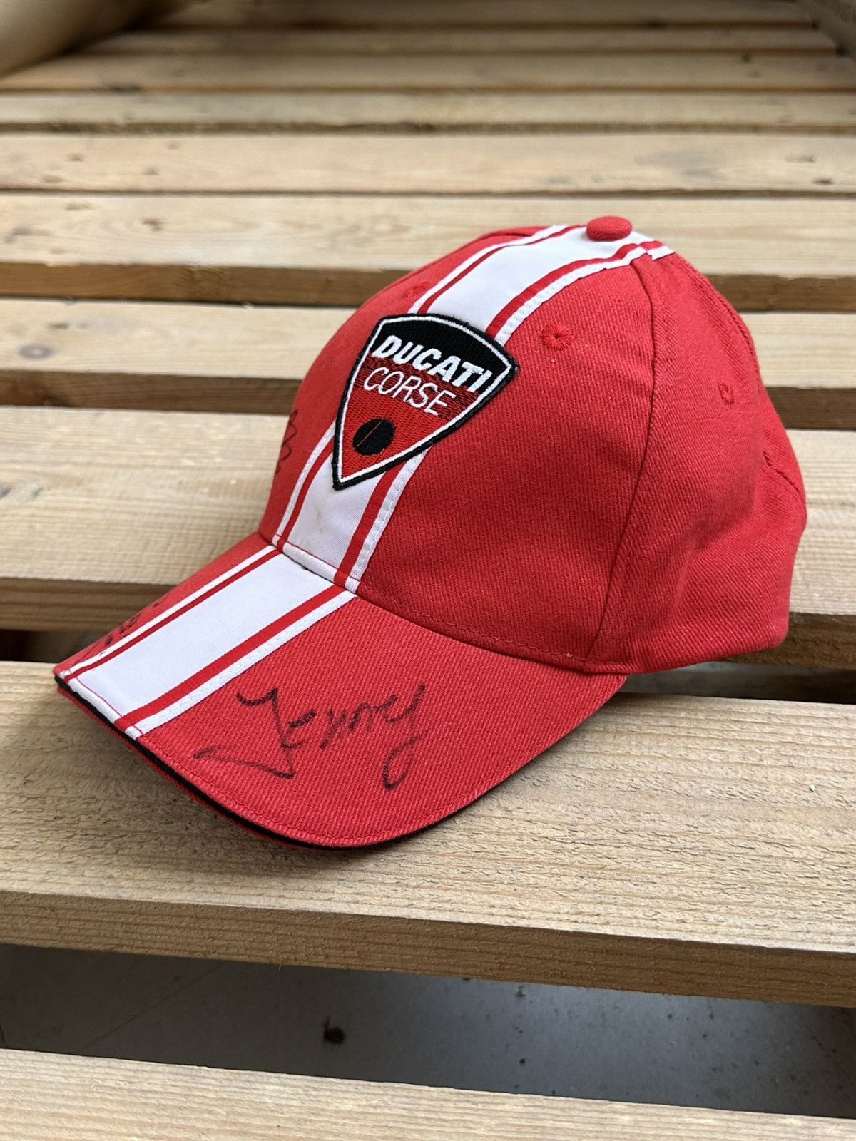 Ducati Vintage Ducati Corse Logo Stripped Red Signature Cap Size ONE SIZE - 1 Thumbnail