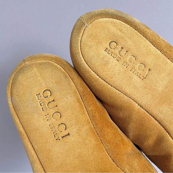Gucci Gucci Mustard Suede Sheepskin Lined Slippers - 5, fits SMALL Size US 5 / IT 35 - 6 Thumbnail