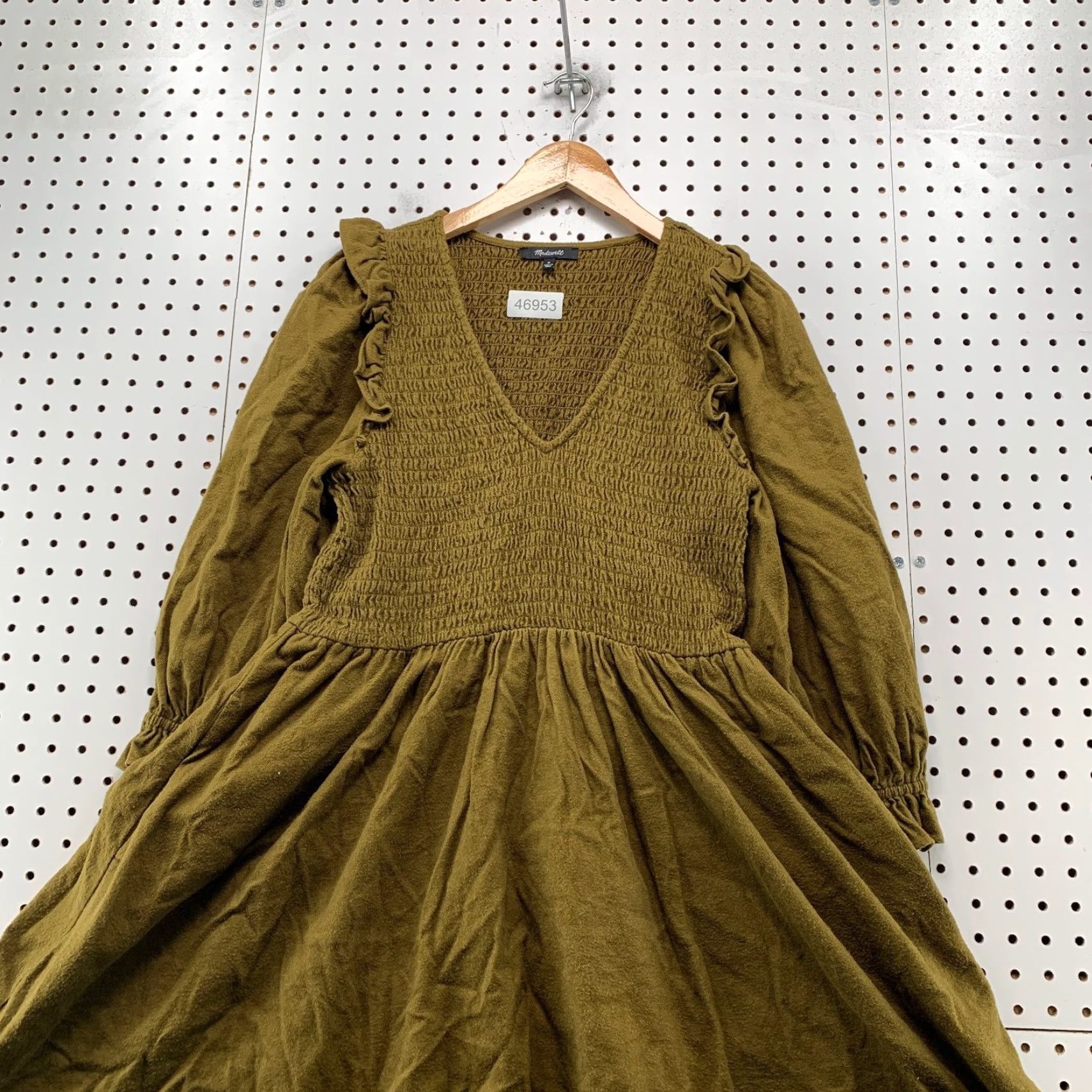 Madewell Madewell Dress Women's Smocked V-Neck Mini Cottagecore Green Size M / US 6-8 / IT 42-44 - 4 Thumbnail