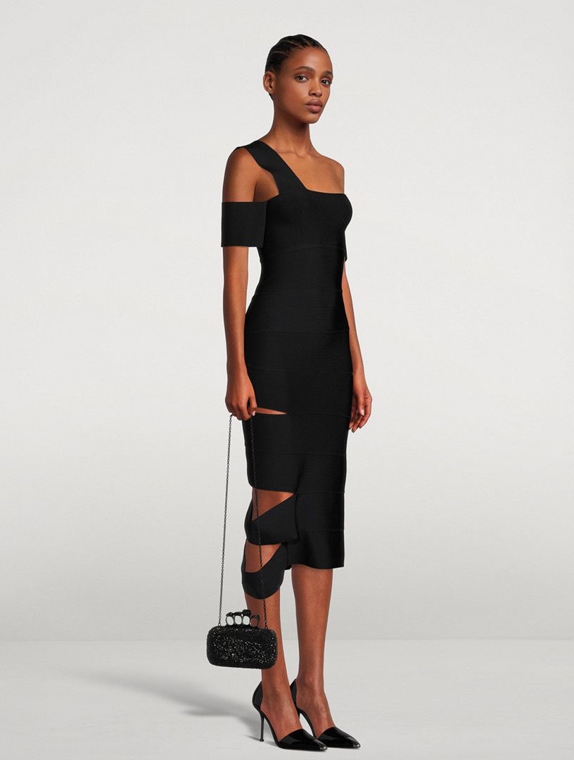 Alexander McQueen o1y0325 Midi Dress in Black Size M / US 6-8 / IT 42-44 - 4 Thumbnail