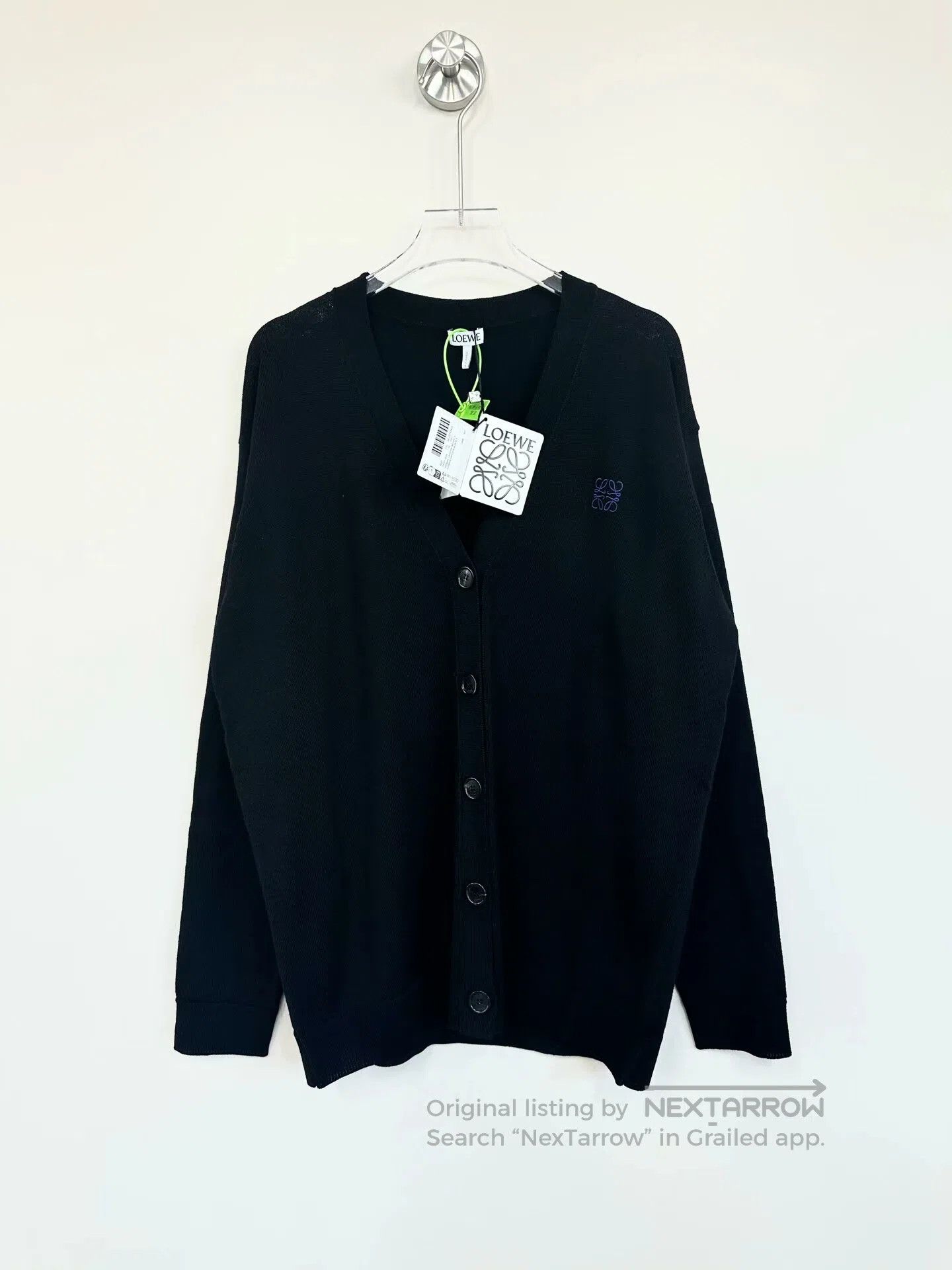 Loewe Loewe Black Logo Wool Knit Cardigan Jacket| Size S / US 4 / IT 40 - 1 Thumbnail