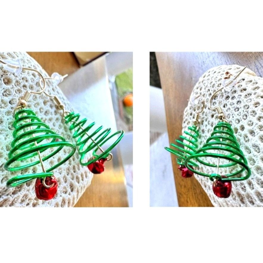 Handmade Christmas Tree Earrings Jingle Bells New Dangle Hooks Size ONE SIZE - 10 Thumbnail