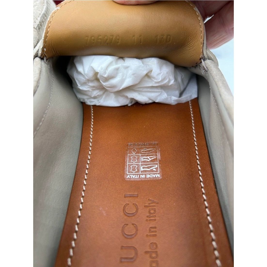 Gucci Men's Gucci, GG embossed suede driver loafers size 11 Size US 11.5 / EU 44-45 - 8 Thumbnail