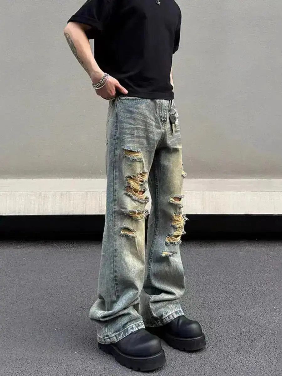 Japanese Brand Washed and ripped street hip-hop baggy jeans Size US 30 / EU 46 - 3 Thumbnail