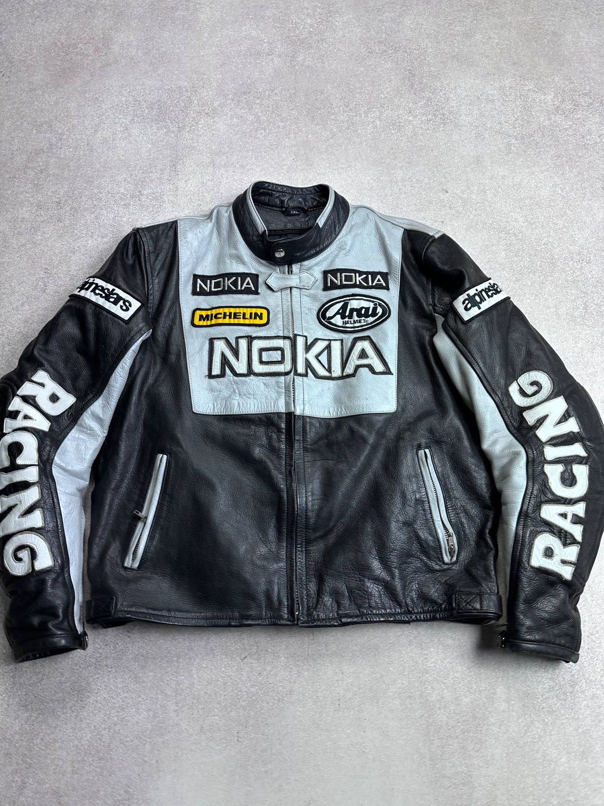Genuine Leather Vintage 90s Nokia Racing Genuine Leather Y2K Jacket M Size US M / EU 48-50 / 2 - 3 Thumbnail