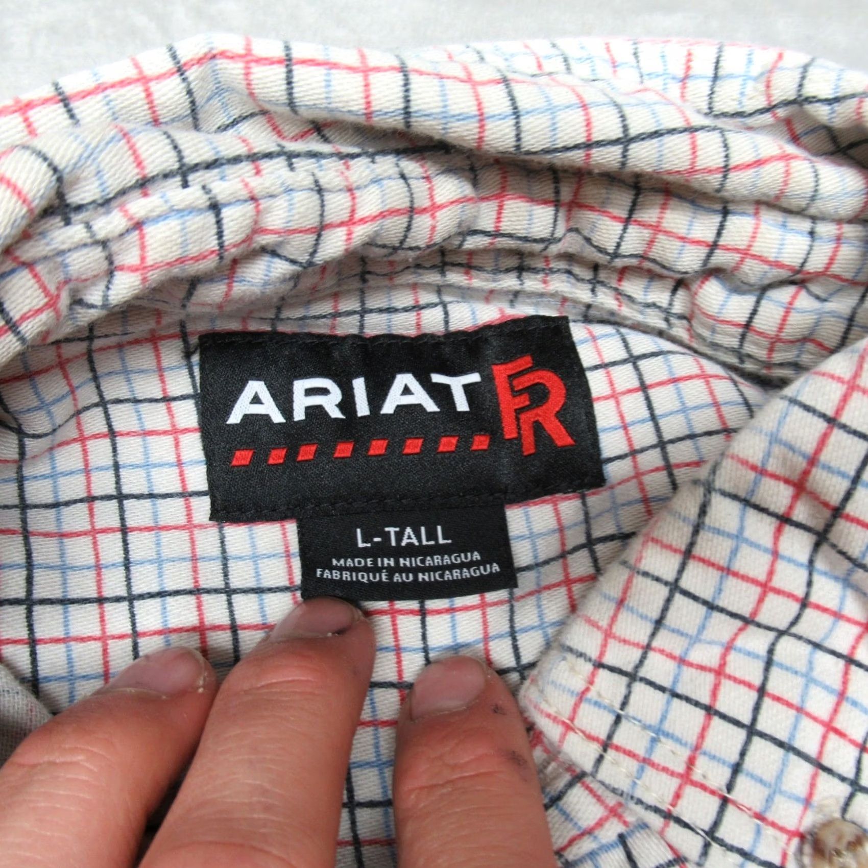 Ariat Ariat Work Shirt Men Large Tall White Check Flame Resistant Pocket LOGO CAT 2 Size US L / EU 52-54 / 3 - 3 Thumbnail