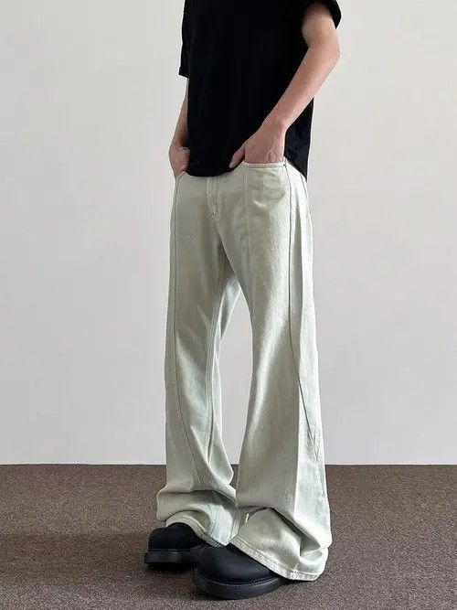 VIBE White Stacked Denim Jeans, Flared Baggy Jeans Size US 28 / EU 44 - 2 Thumbnail