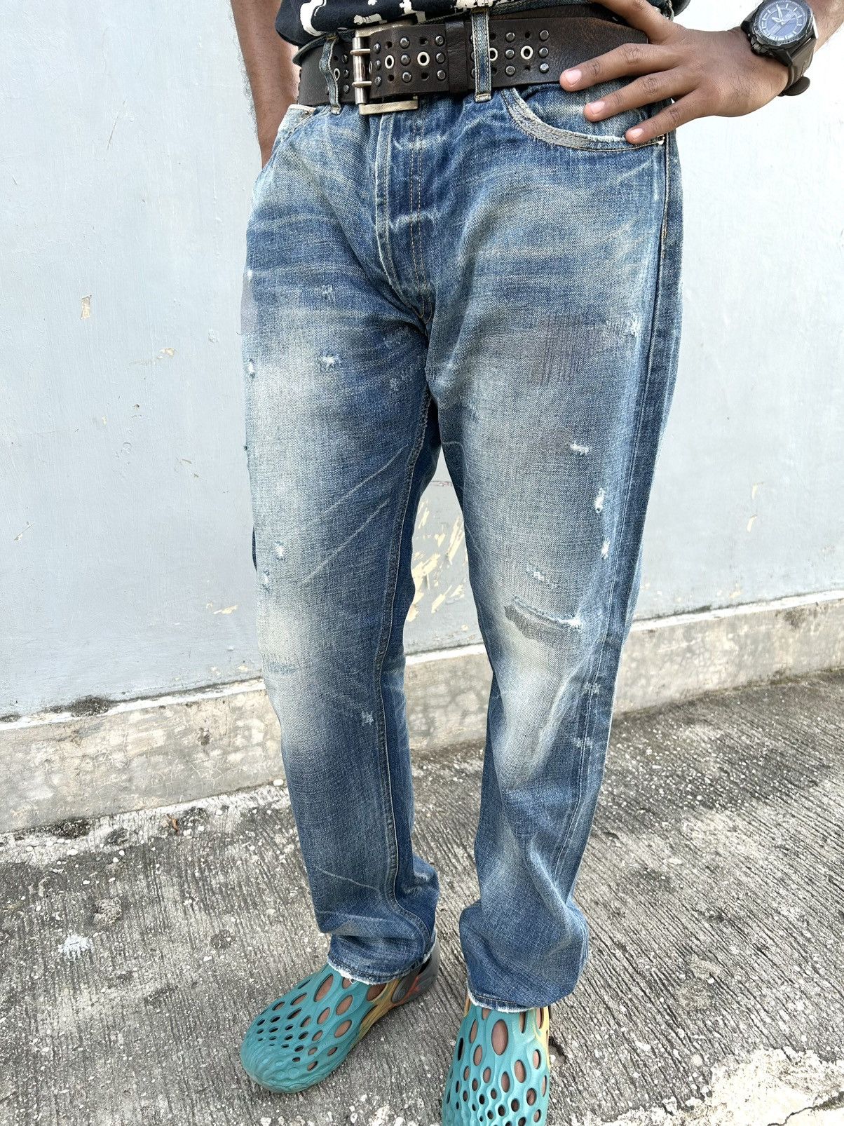 Madness MADNESS 24AW JAPAN Washed Distressed Denim Pants Size US 38 / EU 54 - 3 Thumbnail