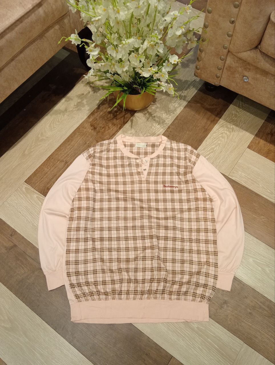 Burberry BURBERRYS JAPAN NOVA CHECK COTTON HENLEY NECK KNIT Size US L / EU 52-54 / 3 - 1 Thumbnail