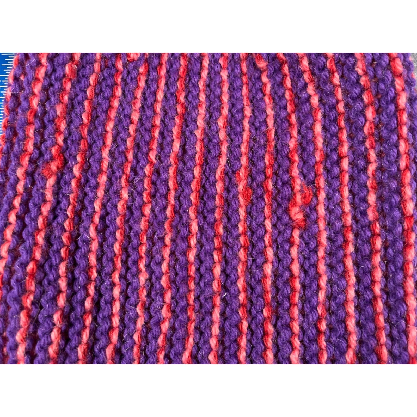 Pinko Handmade Beanie Unisex Adults One Size Purple Pink Stripe Knit Acrylic Hat Beanie Size ONE SIZE - 2 Thumbnail