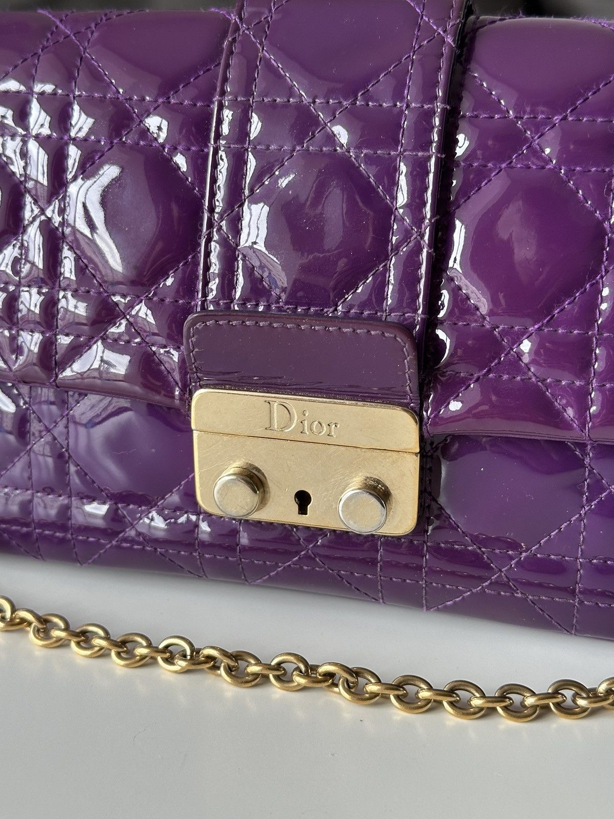 Christian Dior Monsieur × Dior × Vintage Dior Cannage Miss Dior Purple Quilted Patent Promenade Pouch Size ONE SIZE - 2 Thumbnail