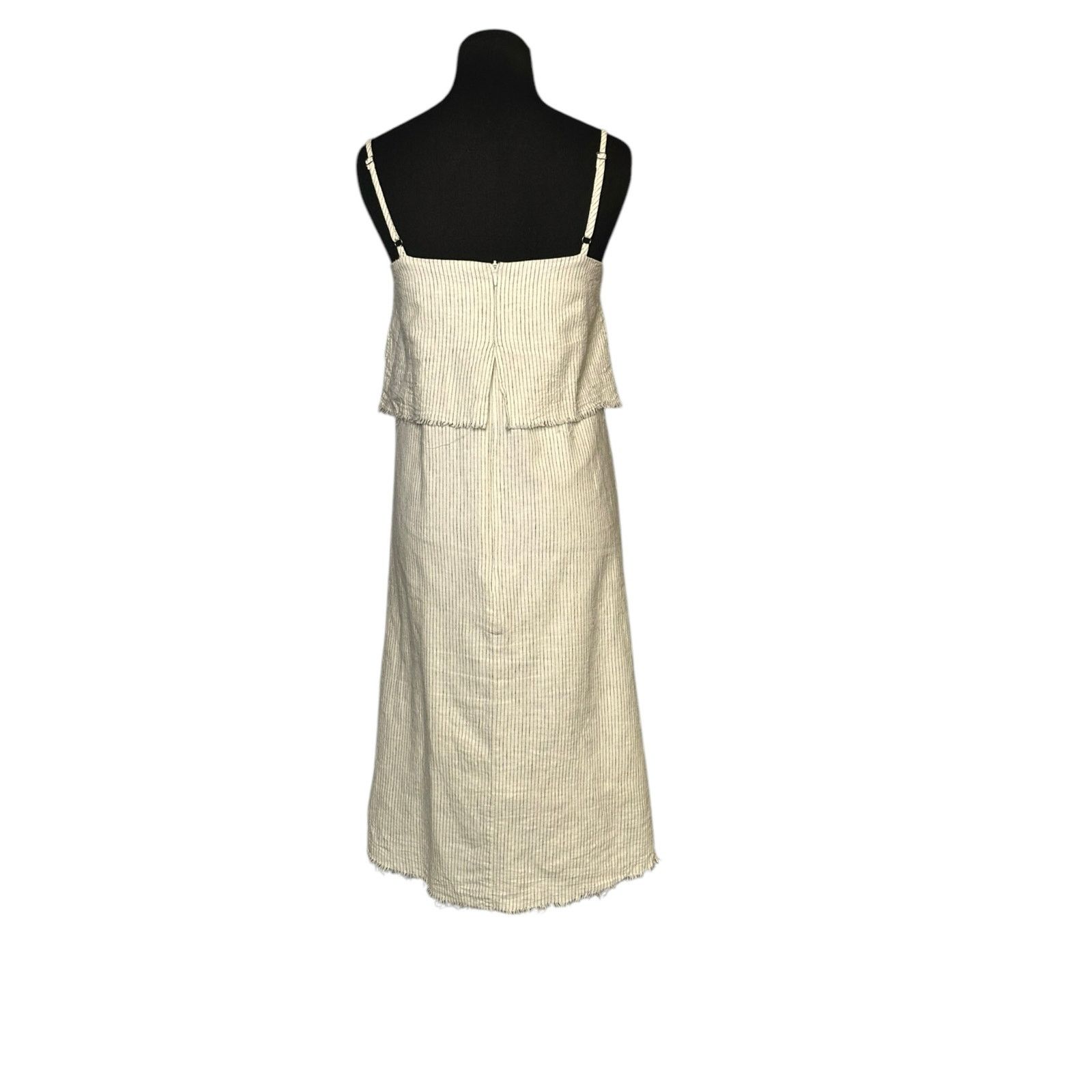 Zara ZARA Rustic Cream Pinstripe Linen Cami Dress size XS Size XS / US 0-2 / IT 36-38 - 2 Thumbnail
