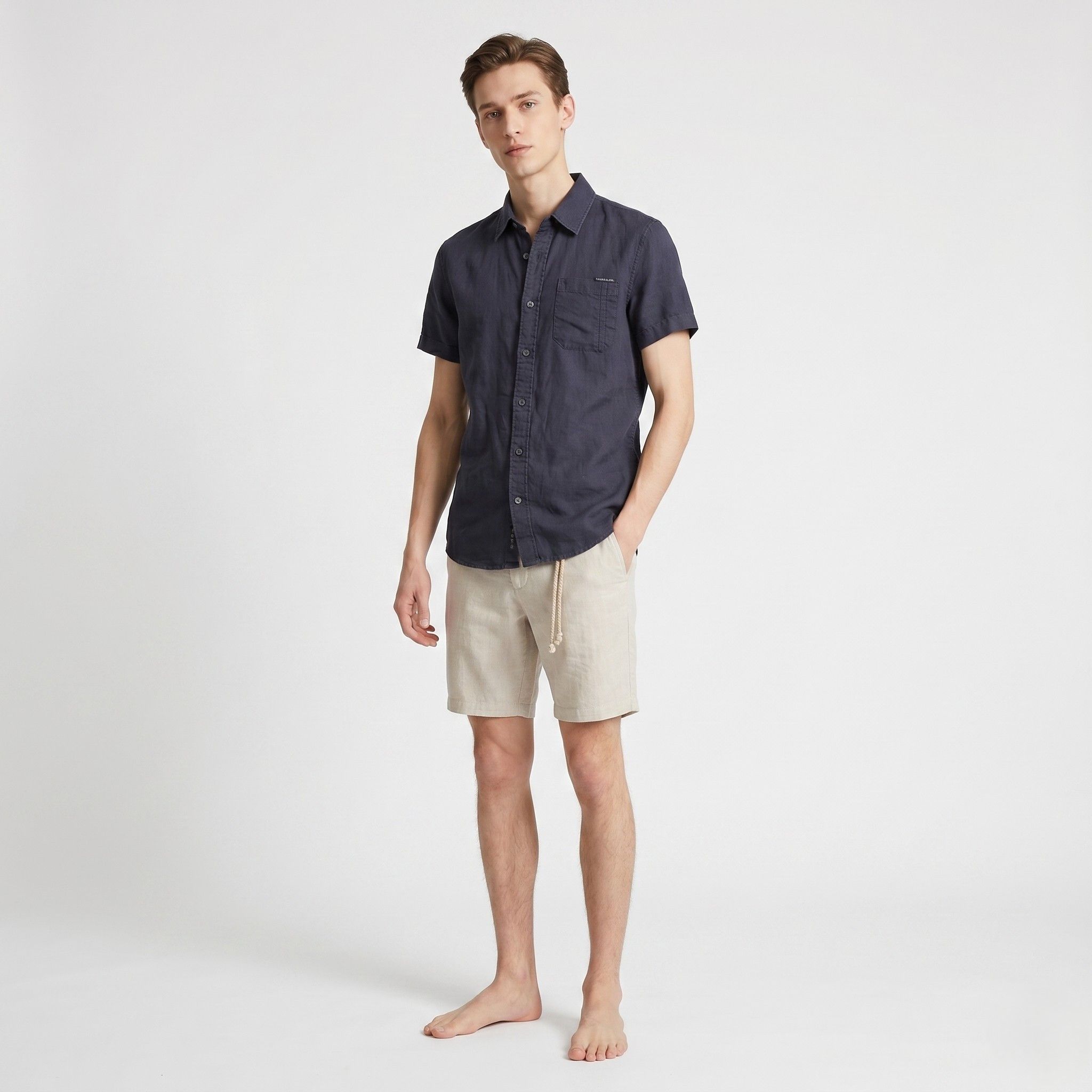 Calvin Klein Calvin Klein Jeans Men S Casual Shirt Navy Linen 0231 Size US S / EU 44-46 / 1 - 1 Thumbnail