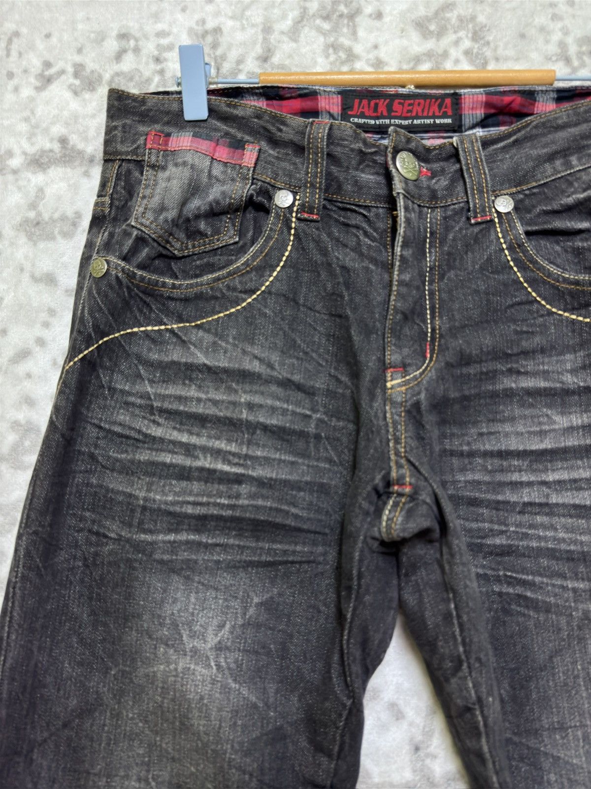 Hysteric Glamour Jack Serika Punk Whisker Faded Black Denim Jeans Patch Logo Size US 31 - 4 Thumbnail
