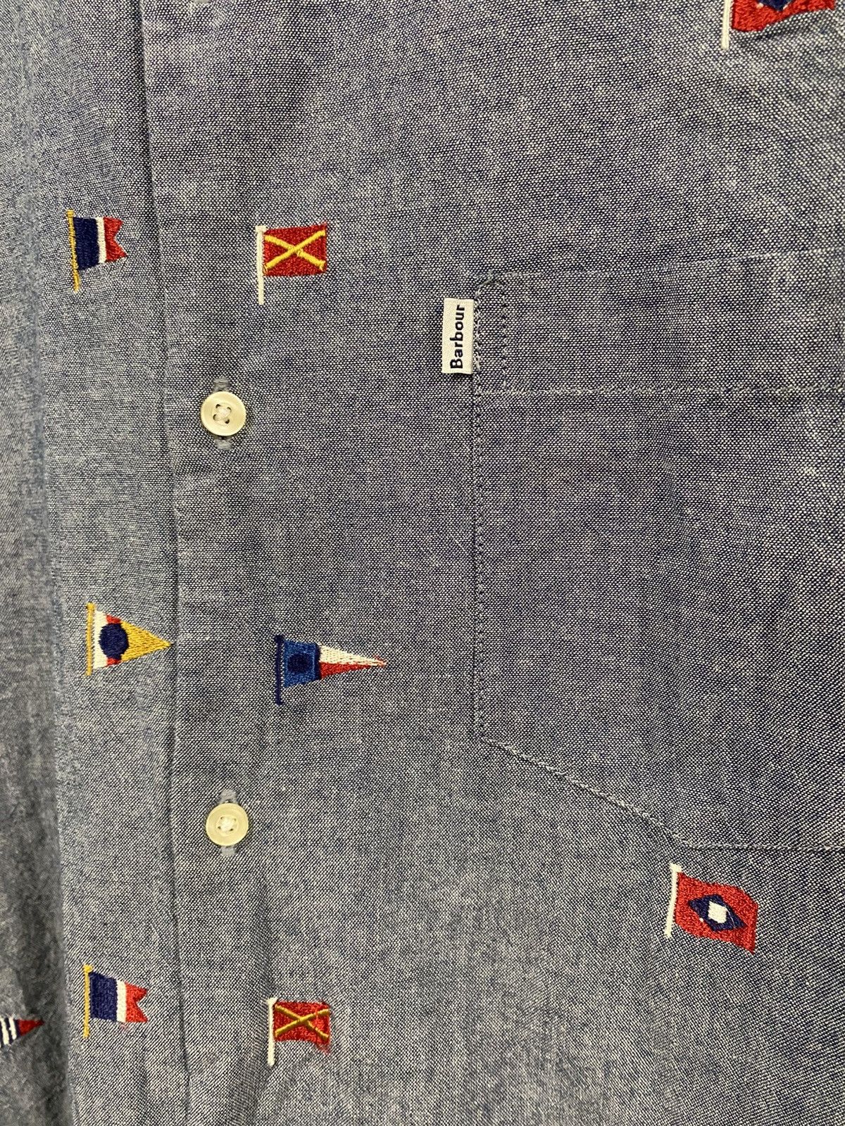 Barbour Barbour Chambray Oxford Embroidered Flag Button Shirt Size US L / EU 52-54 / 3 - 3 Thumbnail