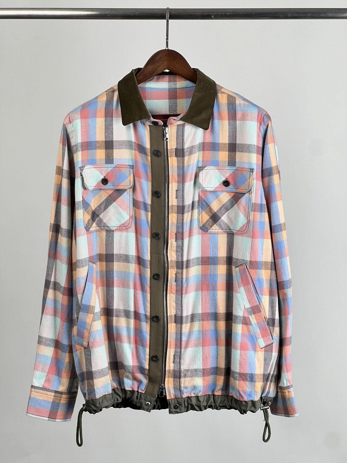 image of Sacai Flannel Shirt Jacket M Sample in Pink, Men's (Size Medium)