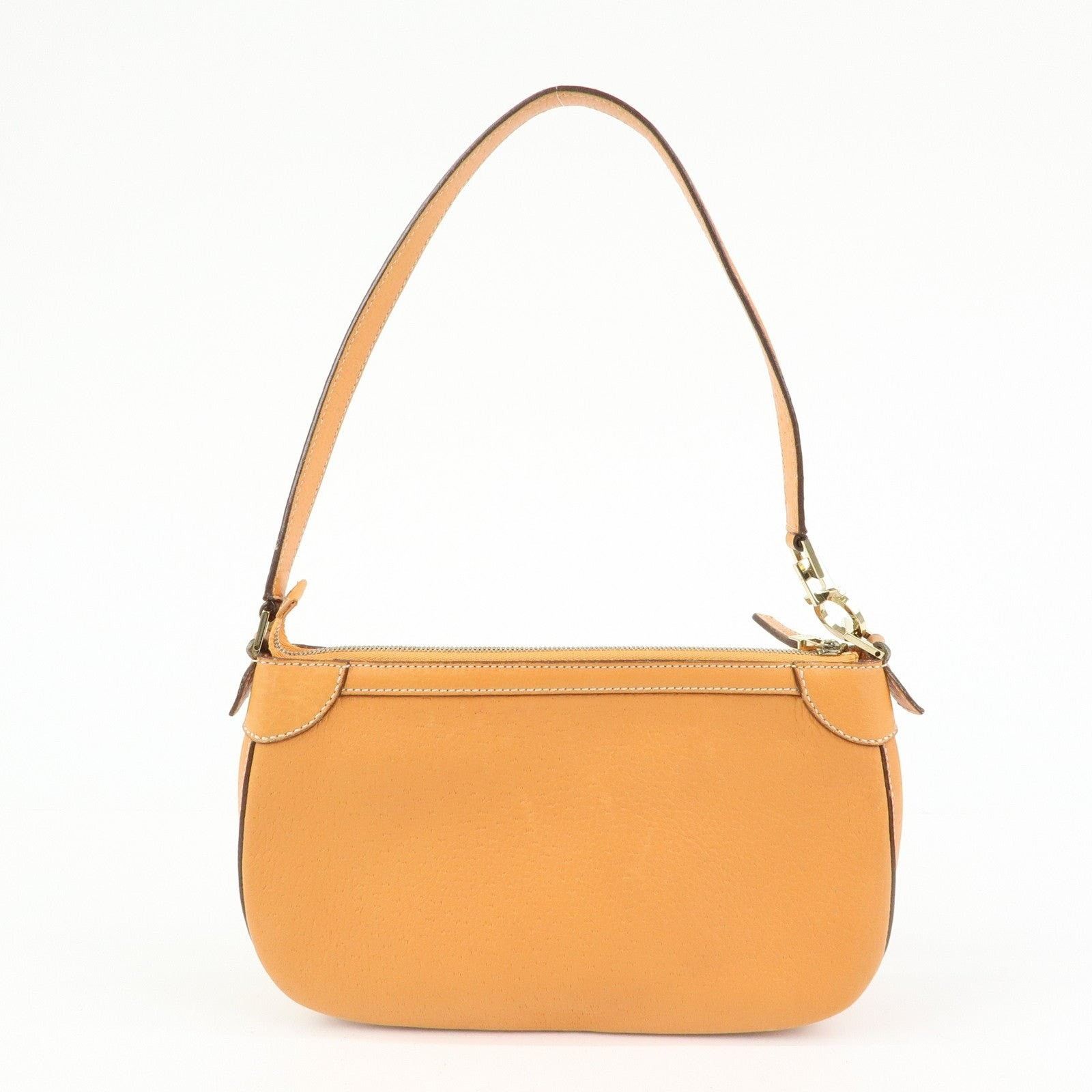 Salvatore Ferragamo Ferragamo Gancini Leather Shoulder Bag Orange Size ONE SIZE - 2 Thumbnail