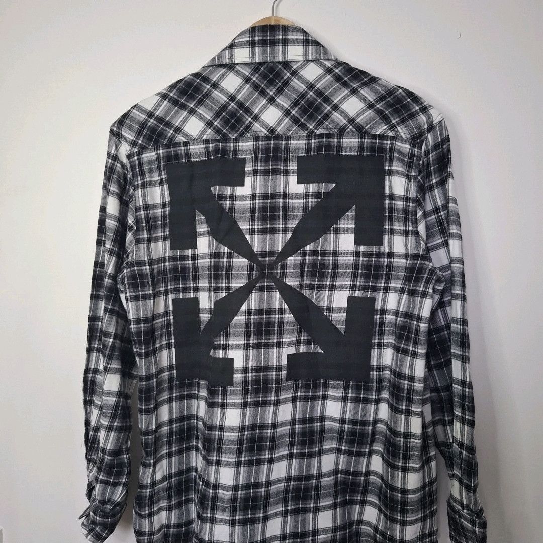 Off-White OFF-WHITE Black & White Checked Arrow Flannel Plaid Shirt Size US S / EU 44-46 / 1 - 6 Thumbnail