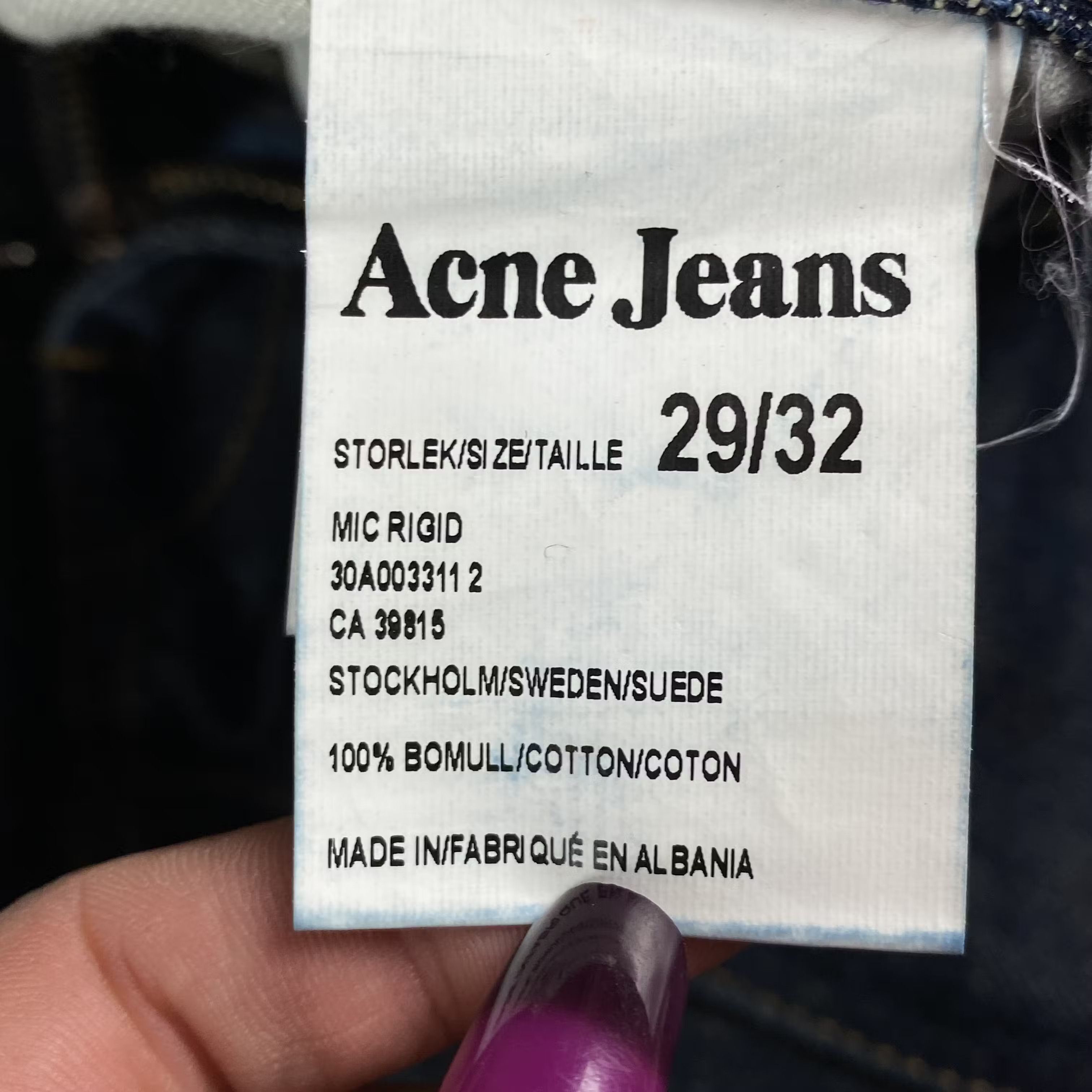 Acne Studios Mens Jeans Denim Acne Size 29/32 Size US 29 - 7 Thumbnail