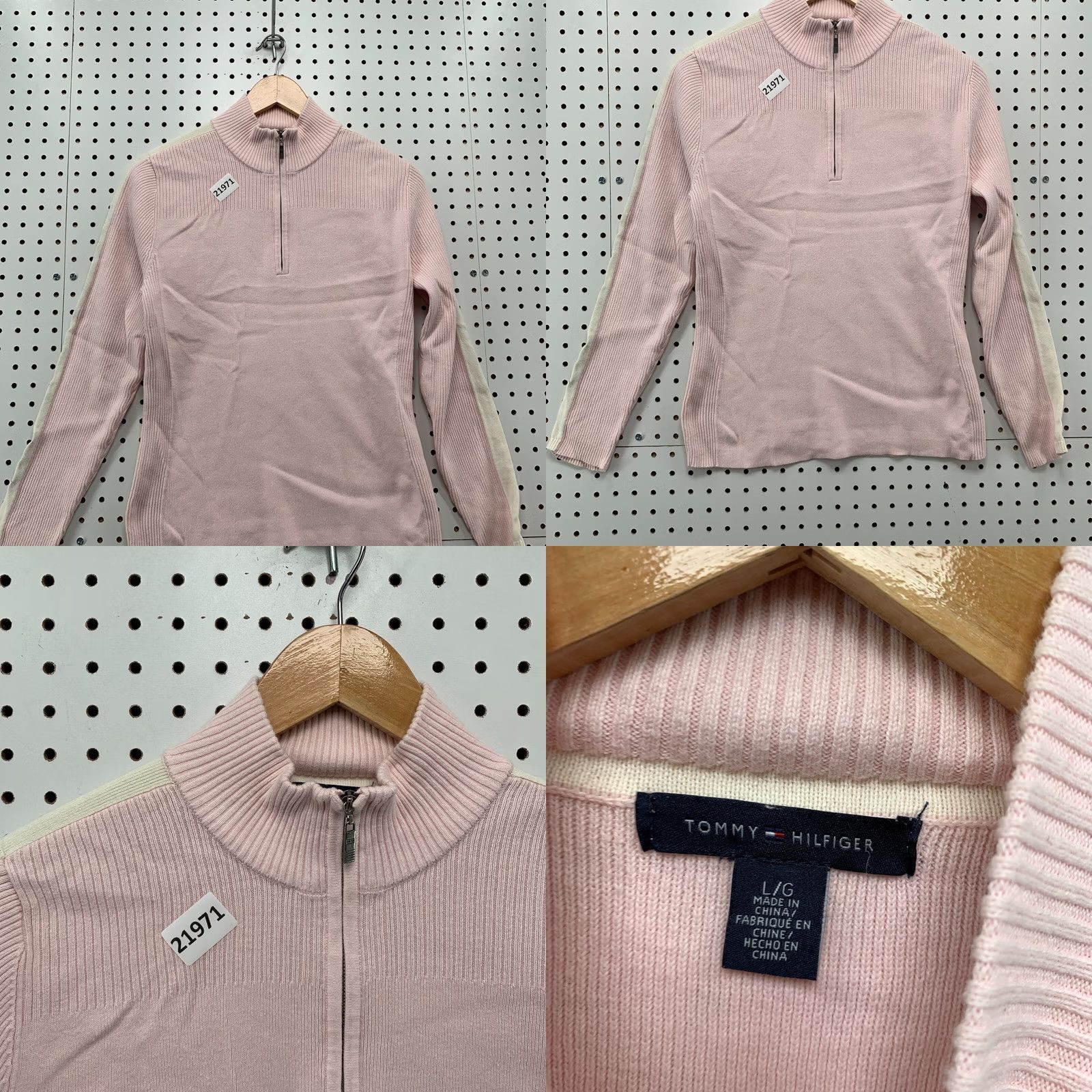 Tommy Hilfiger Tommy Hilfiger 1/4 Zip Pullover Sweater Womens Large Spell Out Long Sleeve Pink 18x24 Mens/Womens Size L / US 10 / IT 46 - 8 Thumbnail