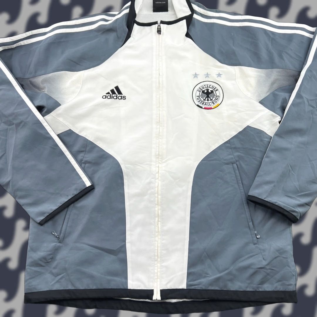 Adidas adidas Germany 2004 2005 Track Football Jacket Medium Full Zip White Gray Mens Shirt Sports Track Jacket Size US M / EU 48-50 / 2 - 1 Thumbnail